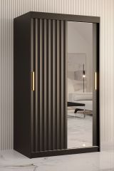 Schlichter Kleiderschrank mit einer Spiegeltür Balmenhorn 76, Farbe: Schwarz matt - Abmessungen: 200 x 100 x 62 cm (H x B x T), mit genügend Stauraum