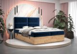 Außergewöhnliches Doppelbett mit Stauraum Pilio 40, Farbe: Blau / Eiche Golden Craft - Liegefläche: 160 x 200 cm (B x L)