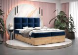 Elegantes Doppelbett mit Stauraum Pilio 60, Farbe: Blau / Eiche Golden Craft - Liegefläche: 180 x 200 cm (B x L)