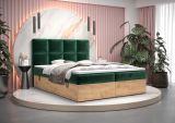 Doppelbett mit weichen Veloursstoff Pilio 58, Farbe: Grün / Eiche Golden Craft - Liegefläche: 180 x 200 cm (B x L)