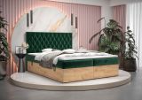 Doppelbett mit außergewöhnlichen Design Pilio 73, Farbe: Grün / Eiche Golden Craft - Liegefläche: 180 x 200 cm (B x L)