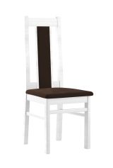 Stuhl mit Polsterung Bachtel 09, Buchenholz Vollholz massiv, Farbe: Kiefer Weiß / Braune Polsterung - Abmessungen: 99 x 42 x 54 cm (H x B x T)