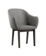 Moderner Stuhl Brisi 01, Buchenholz Vollholz massiv, Farbe: Schwarze Eiche / Graue Polsterung - Abmessungen: 85 x 60 x 58 cm (H x B x T)