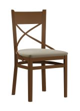 Klassischer Stuhl Balmhorn 02, Buchenholz Vollholz massiv, Farbe: Eiche / Beige Polsterung - Abmessungen: 87 x 43 x 50 cm (H x B x T)