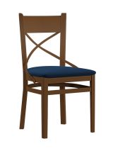 Stuhl mit Polsterung Balmhorn 05, Buchenholz Vollholz massiv, Farbe: Eiche / Blaue Polsterung - Abmessungen: 87 x 43 x 50 cm (H x B x T)