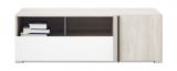 TV-Unterschrank mit einer Tür Schilde 12, Farbe: Eiche Weiß / Weiß / Anthrazit - Abmessungen: 40 x 120 x 53 cm (H x B x T)