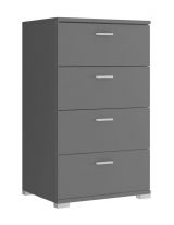 Kommode mit vier Schubladen Lowestoft 09, Farbe: Grau - Abmessungen: 85 x 50 x 40 cm (H x B x T), im schlichten Stil