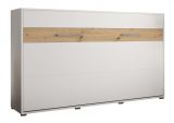 Schrankbett Namsan 02 horizontal, Farbe: Weiß matt / Eiche Artisan - Liegefläche: 120 x 200 cm (B x L)