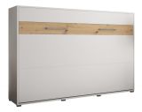 Schrankbett Namsan 03 horizontal, Farbe: Weiß matt / Eiche Artisan - Liegefläche: 140 x 200 cm (B x L)