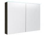 Badezimmer - Spiegelschrank Siliguri 20, Farbe: Eiche Schwarz – 70 x 100 x 13 cm (H x B x T)