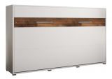 Schrankbett Namsan 02 horizontal, Farbe: Weiß matt / Braun Old Style - Liegefläche: 120 x 200 cm (B x L)