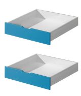 Schublade für Kinderbett / Jugendbett Milo 30, Farbe: Weiß / Blau, massiv - Abmessungen: 15 x 86 x 78 cm (H x B x T)