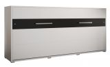 Schrankbett Namsan 01 horizontal, Farbe: Weiß matt / Schwarz matt - Liegefläche: 90 x 200 cm (B x L)