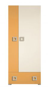 Jugendzimmer Drehtürenschrank / Kleiderschrank Namur 01, Farbe: Orange / Beige - Abmessungen: 197 x 80 x 52 cm (H x B x T)