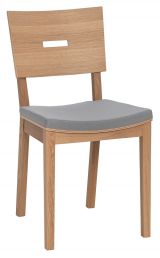Stuhl gepolstert, Eiche massiv, Farbe: Eiche - Abmessungen: 86 x 43 x 50 cm (H x B x T)