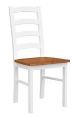 Stuhl Gyronde 01 aus massiven Buchenholz, Weiß / Eiche - 94 x 43 x 44 cm, Landhausstil, Sitz eichenfarben, sehr hohe Stabilität