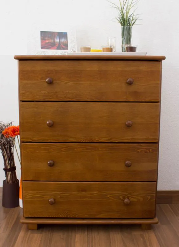 Kommode Massivholz Eichefarben 018 - 100 x 80 x 42 cm (H x B x T)