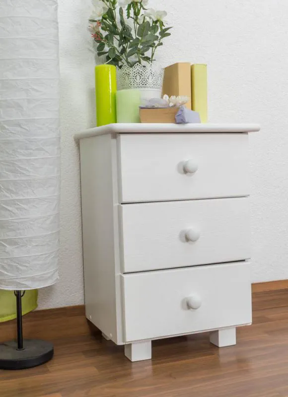 Nachttisch Weiß 60x43x33 (HxBxT) Kiefer massiv Abbildung