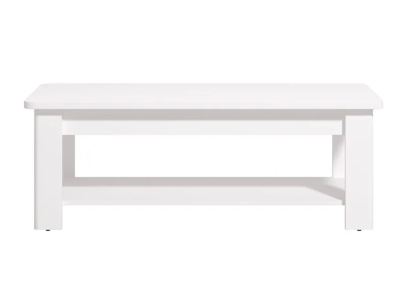 Weißer Couchtisch / Beistelltisch mit einer Ablagefläche Palilula 02, ABS, Farbe: Weiß / Weiß Matt, Maße: 45 x 124 x 60 cm, einfaches und modernes Design
