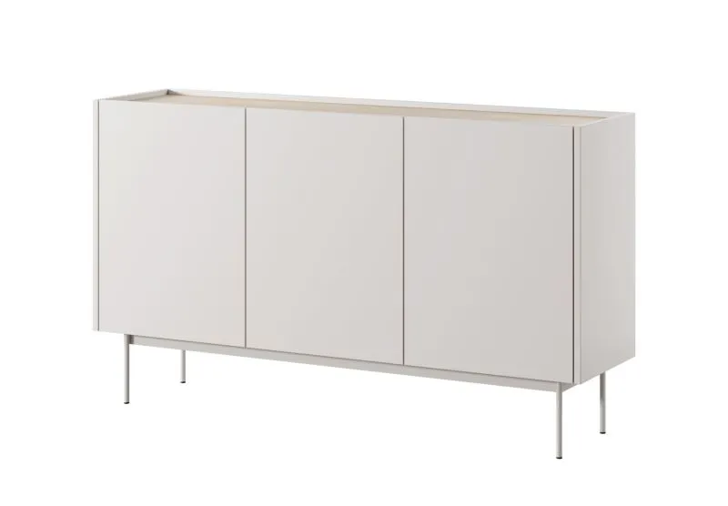 Kommode Cascob 02 mit Soft Close System und 6 Fächern, Kaschmir / Eiche, 83 x 144 x 37 cm, schlichtes griffloses Design, viel Stauraum
