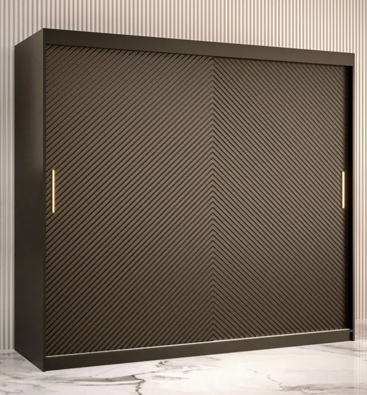 Eleganter Kleiderschrank mit schlichten Design Balmenhorn 20, Farbe: Schwarz matt - Abmessungen: 200 x 200 x 62 cm (H x B x T), mit 10 Fächern und zwei Kleiderstangen