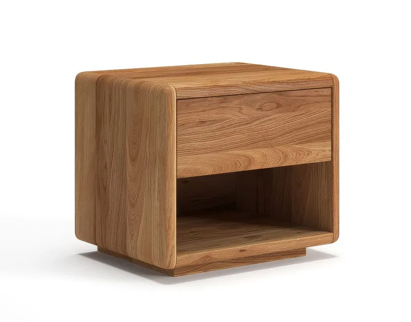 Nachtkommode | Massivholz | Eichenholz geölt | Push-to-open Funktion | 1 Schublade | Soft-Close Funktion | 1 offenes Fach | 50 x 39 x 45 cm