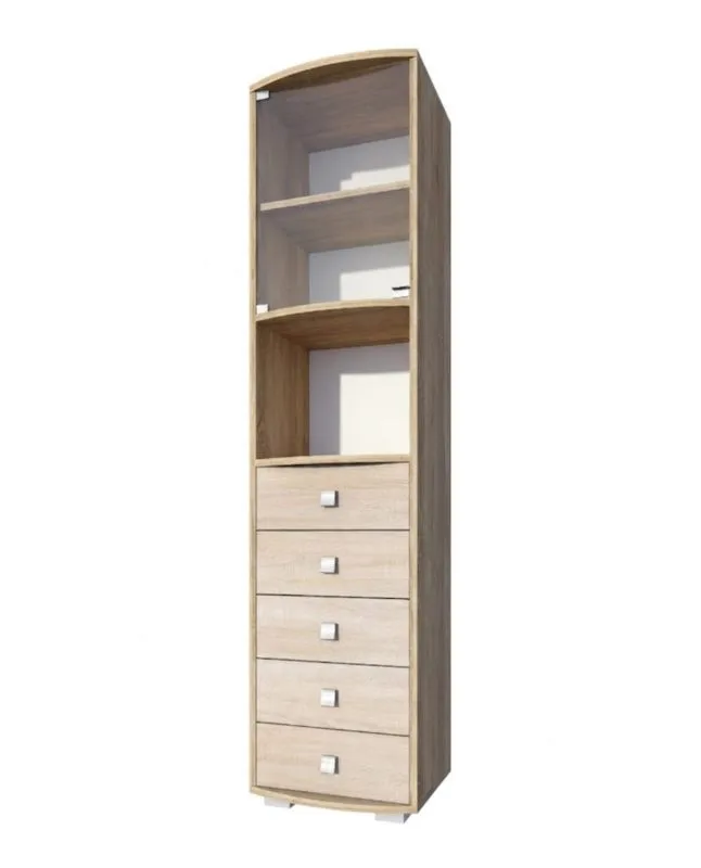 Vitrine Rabaul 27, Farbe: Sonoma Eiche - Abmessungen: 200 x 49 x 40 cm (H x B x T)