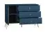 Kommode Kumpula 04, Farbe: Dunkelblau - Abmessungen: 85 x 120 x 40 cm (H x B x T), mit 1 Tür, 3 Schubladen und 2 Fächern