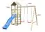 Spielturm 23 inkl. Wellenrutsche, Sandkasten und Doppelschaukel-Anbau - Rutsche: Blau, Schaukel: Rot - Abmessungen: 270 x 290 cm (B x T)
