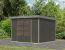 Gartenhaus aus nordischer Fichte, terragrau/graualuminium, Trapezblech-Pultdach, wetterfest, metallverstärkte-Ecken, Zylinderschloss, 2,98x2,42 m