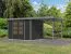 Holz Gartenhaus Anbaudach aus Holz, Fichte anthrazit / Trapezblechdach graualuminium,, robust und wartungsarm, Doppelflügeltür, 2,98 × 2,13 m