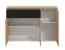 Sideboard / Kommode mit vier Fächer Brus 17, Farbe: Eiche Artisan / Schwarz, eine Schublade, drei Türen, Maße: 80,5 x 119 x 33 cm, ABS-Kantenschutz