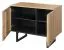 Kommode Slatina 11, Farbe: Eiche / Schwarz, teilmassiv - Abmessungen: 71 x 91 x 45 cm (H x B x T)