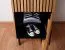 Schrank Slatina 47, Farbe: Eiche / Schwarz, teilmassiv - Abmessungen: 203 x 56 x 63 cm (H x B x T)
