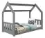 Kinderbett / Hausbett Kiefer Vollholz massiv grau lackiert D2C, inkl. Lattenrost - Liegefläche: 80 x 160 cm (B x L)