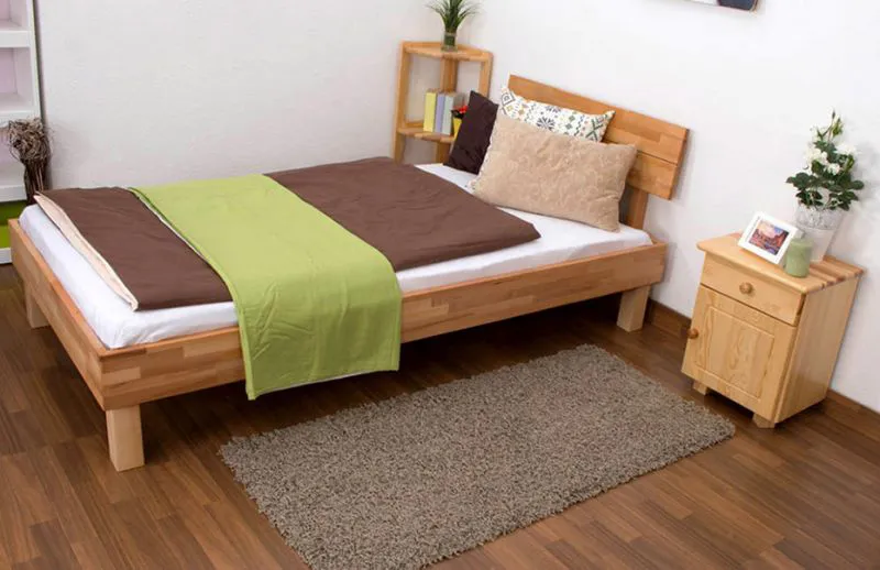 Kernbuche Holzbett 90 x 200 cm geölt Abbildung