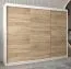 Schiebetürenschrank / Kleiderschrank Bisaurin 6A, Farbe: Weiß matt / Eiche Sonoma - Abmessungen: 200 x 250 x 62 cm ( H x B x T)