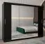 Schiebetürenschrank / Kleiderschrank Bisaurin 6C mit Spiegel, Farbe: Schwarz - Abmessungen: 200 x 250 x 62 cm ( H x B x T)