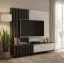TV-Unterschrank inklusive Wandpaneel | Farbe: Eiche Graphite / Weißer Marmor | geriffelte Front | für Wohnzimmer | 148 x 35 x 160 cm | Push-to-open Funktion