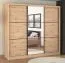 Dreitüriger Schiebetürenschrank Panevo 06, eine Spiegeltür, Farbe: Eiche Artisan, modernes Design, ABS-Kanten, Maße: 215,5 x 242 x 60 cm, 11 Fächer