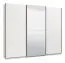 Kleiderschrank / Schwebetürenschrank Bogati 04, Farbe: Weiß / Weiß Hochglanz, eine Spiegeltür, zwei Kleiderstangen, Maße: 224 x 262,5 x 65,5 cm