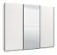Kleiderschrank / Schwebetürenschrank Bogati 04, Farbe: Weiß / Weiß Hochglanz, eine Spiegeltür, zwei Kleiderstangen, Maße: 224 x 262,5 x 65,5 cm