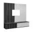 TV-Unterschrank inklusive Wandpaneel | Farbe: Eiche Graphite / Weißer Marmor | geriffelte Front | für Wohnzimmer | 148 x 35 x 160 cm | Push-to-open Funktion