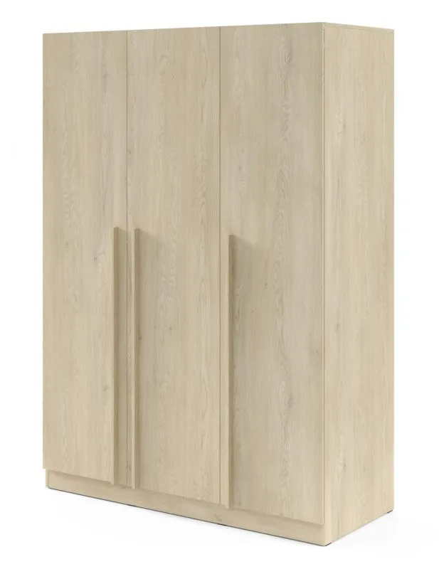 Drehtürenschrank | 3-türiger Kleiderschrank | Farbe: Eiche Cremona | 1 Kleiderstange | 150 x 61 x 210 cm | 6 Einlegeböden | ABS-Kanten | Edegem 02