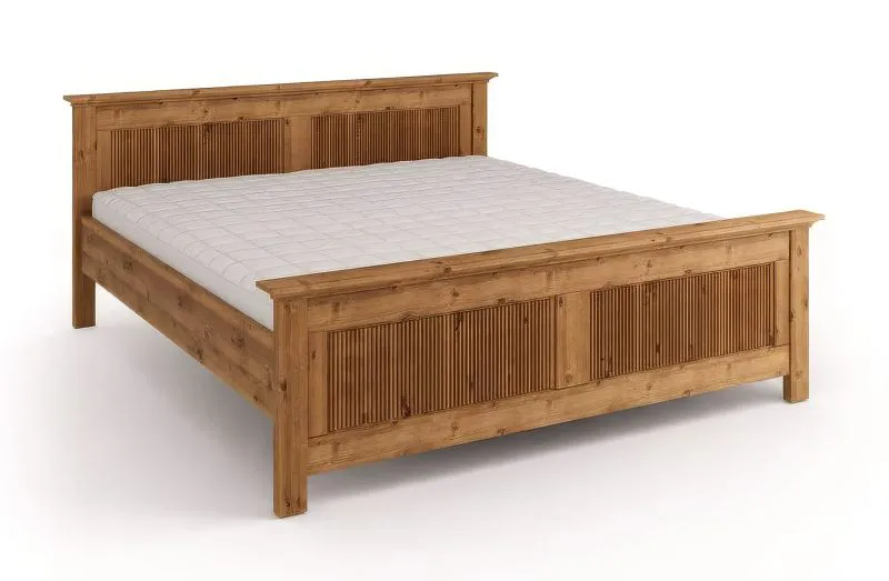 Doppelbett / Gästebett | aus massiv finnische Kiefer | Farbe: Eiche | natürliche Maserung | Liegefläche: 180 x 200 cm | widerstandsfähig
