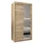 Schiebetürenschrank / Kleiderschrank Jan 01B mit Spiegel, Farbe: Eiche Sonoma - Abmessungen: 200 x 100 x 62 cm ( H x B x T)