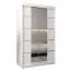 Schiebetürenschrank / Kleiderschrank Jan 02D mit Spiegel , Farbe: Weiß matt -  Abmessungen : 200 x 120 x 62 cm (H x B x T)