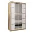 Schiebetürenschrank / Kleiderschrank Jan 02D mit Spiegel, Farbe: Eiche Sonoma / Weiß matt -  Abmessungen: 200 x 120 x 62 cm (H x B x T)