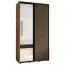 Schiebetürenschrank Mina mit Spiegel, in Schwarz/Eiche, auch für Wohnzimmer geeignet, Anti Staubbürsten, Metallgriffe in schwarz, 235,2 x 130 x 60 cm