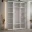 Kleiderschrank Tharo mit Schiebetüren in Weiß/Eiche gehalten, Anti Staubbürsten, platzsparend, viel Stauraum, 235,2 x 180 x 45 cm, Einlegeböden